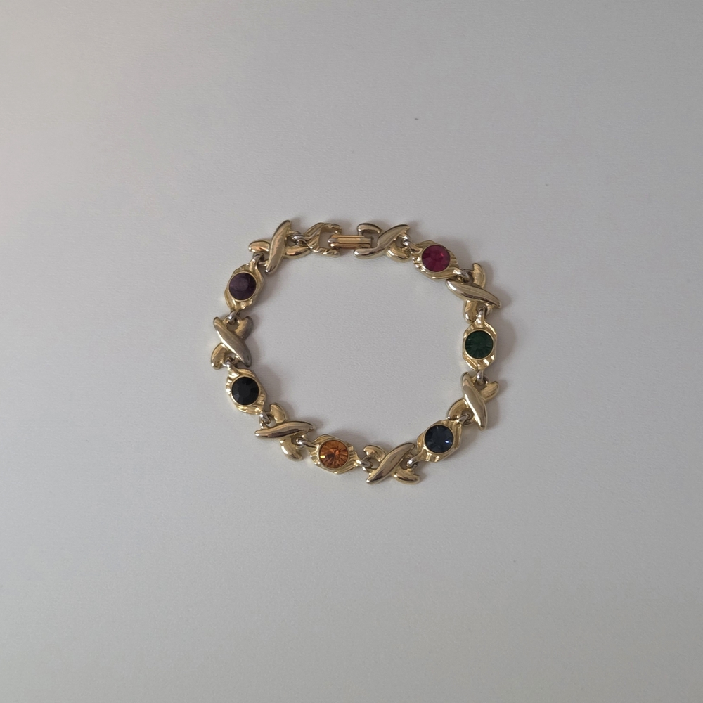 Elegant Gold Multi-Color Gemstone Bracelet